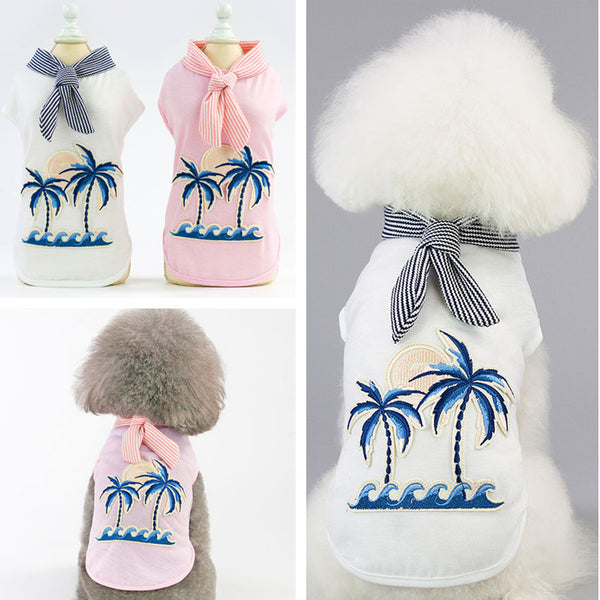 Ropa para Mascotas con Bordado de Árbol de Coco