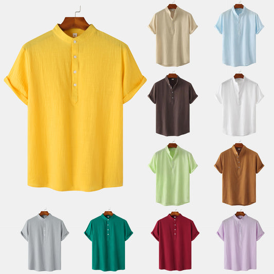 Camisa Casual de Manga Corta Básica para Hombre - Perfecta para Playa y Verano