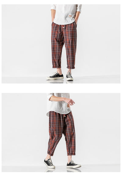 Pantalones Casuales a Cuadros Estilo Asiático con Detalles Desgastados - Image 10