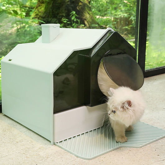 Arenero para Gatos Cerrado Antiderrames con Cajón Extraíble y Control de Olores