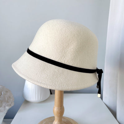 Sombreros de Fieltro de Lana para Mujer con Moño Elegante - Image 5