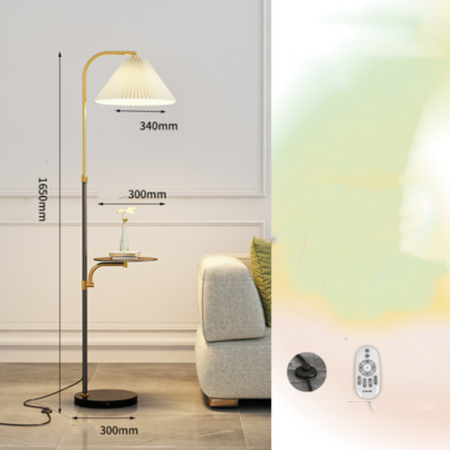 Lámpara de Pie para Sala con Pantalla Plisada y Base de Madera Maciza - Image 48