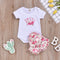 Conjunto de Dos Piezas: Falda Floral con Corona Bordada para Niñas