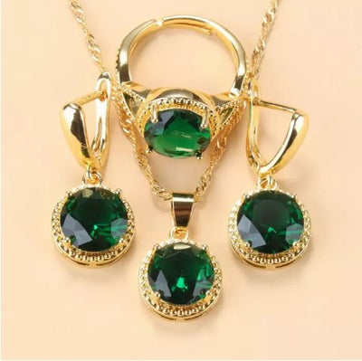 Juego de Joyería Tres Piezas con Zirconia Redonda - Anillo, Collar y Aretes - Image 15