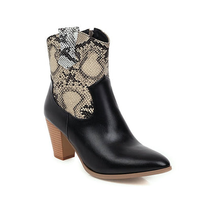 Botas Cortas para Mujer con Estampado de Serpiente en Cuero - Image 4