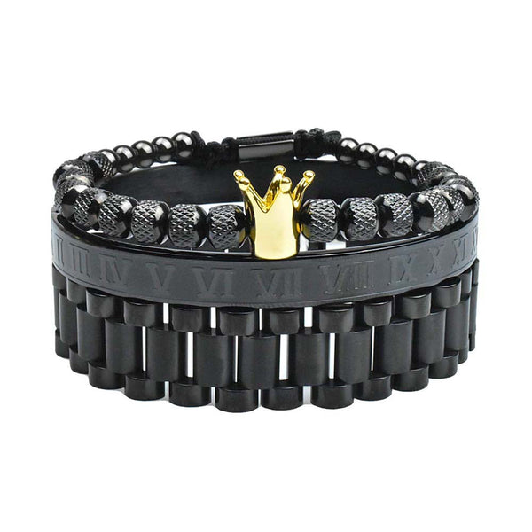 Pulsera de Acero Inoxidable para Hombre con Piña y Texto Romano