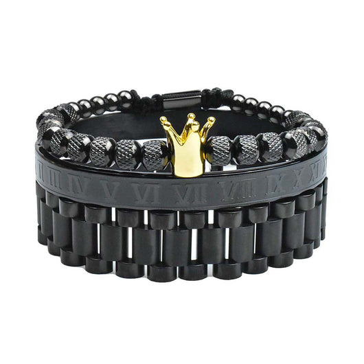 Pulsera de Acero Inoxidable para Hombre con Piña y Texto Romano