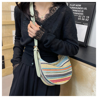 Bolsa Tote de Rafia Arcoíris para Mujer - Bolso Casual de Hombro - Image 20