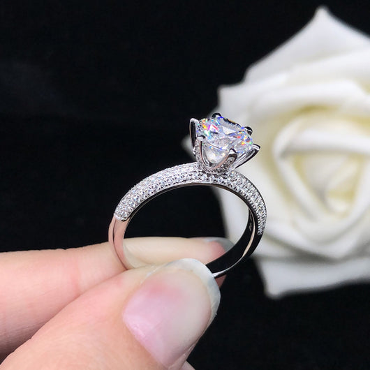 Anillo de Diamante Seis Garras para Pareja - Estilo Coreano - Image 2