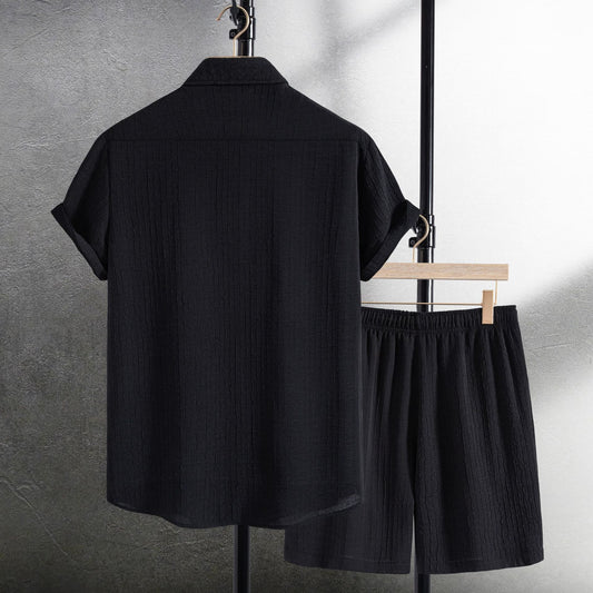 Conjunto Casual Hombre: Camisa y Shorts Jacquard Manga Corta - Image 2