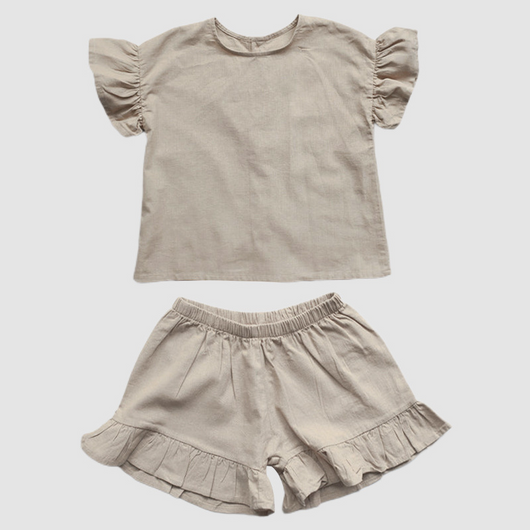 Conjunto Infantil de Algodón y Lino con Volantes - Camiseta Suelta y Casual - Image 29