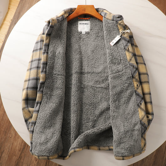 Abrigo Acolchado de Lana Escocesa con Forro Polar para Otoño e Invierno - Image 27