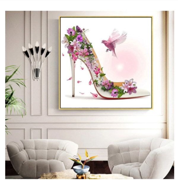 Tacones Cuadrados 5D con Bordado de Paisaje