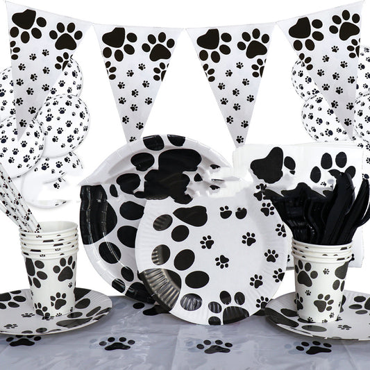 Juego de Vajilla Temática Patitas para Fiesta de Cumpleaños