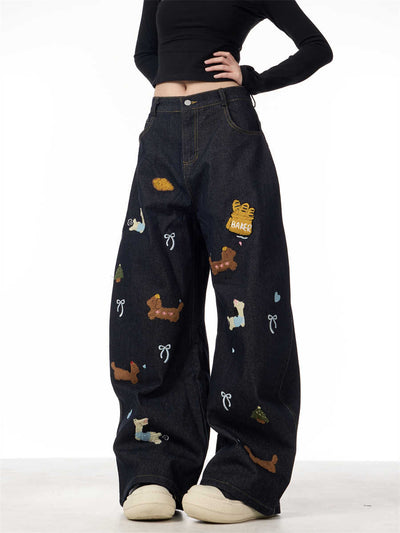 Pantalones Jeans Anchos Patchwork Salchicha Mujer - Casual y Cómodo - Image 5