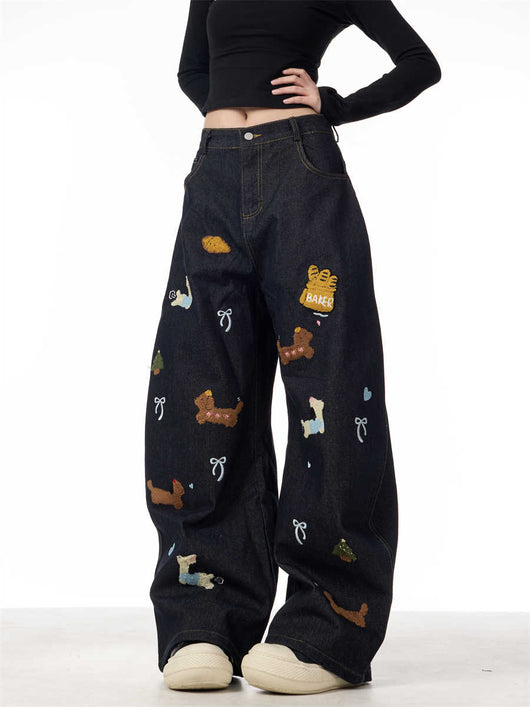 Pantalones Jeans Anchos Patchwork Salchicha Mujer - Casual y Cómodo - Image 5