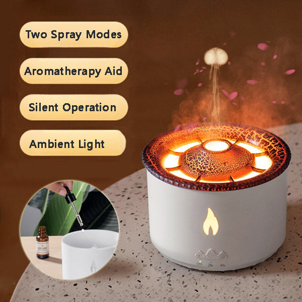 Difusor Ultrasónico Volcán Jellyfish con Efecto Llama LED y Aromaterapia