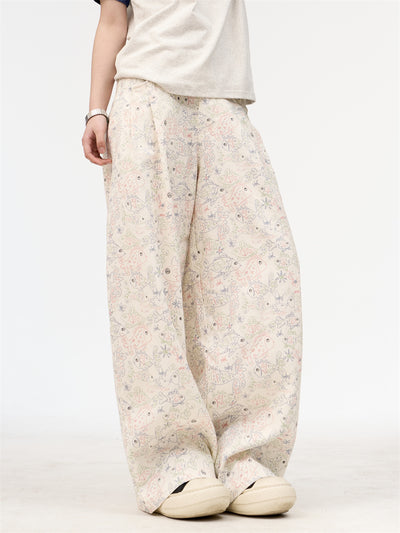 Pantalones Vaqueros Anchos Retro Americano Blanco con Estampado Graffiti para Mujer - Image 11