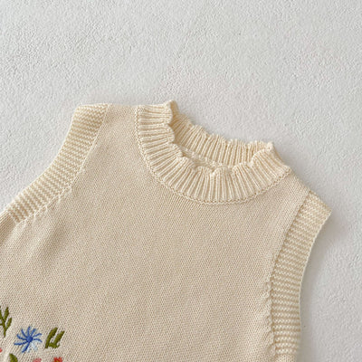 Chaleco Infantil de Cuello Redondo con Bordado Otoñal - Image 11