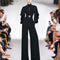 Jumpsuit Ejecutivo de Manga Larga con Cintura Ajustada Negro