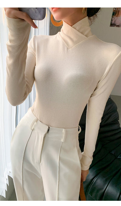 Suéter Cuello Alto Ajustado de Manga Larga para Mujer - Image 27