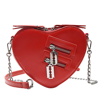 Bolso Satchel Pequeño de Cuero PU con Cadena de Corazón - Image 11