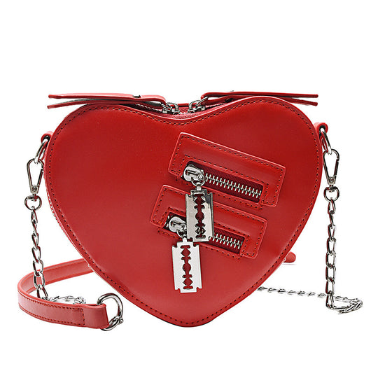 Bolso Satchel Pequeño de Cuero PU con Cadena de Corazón - Image 11