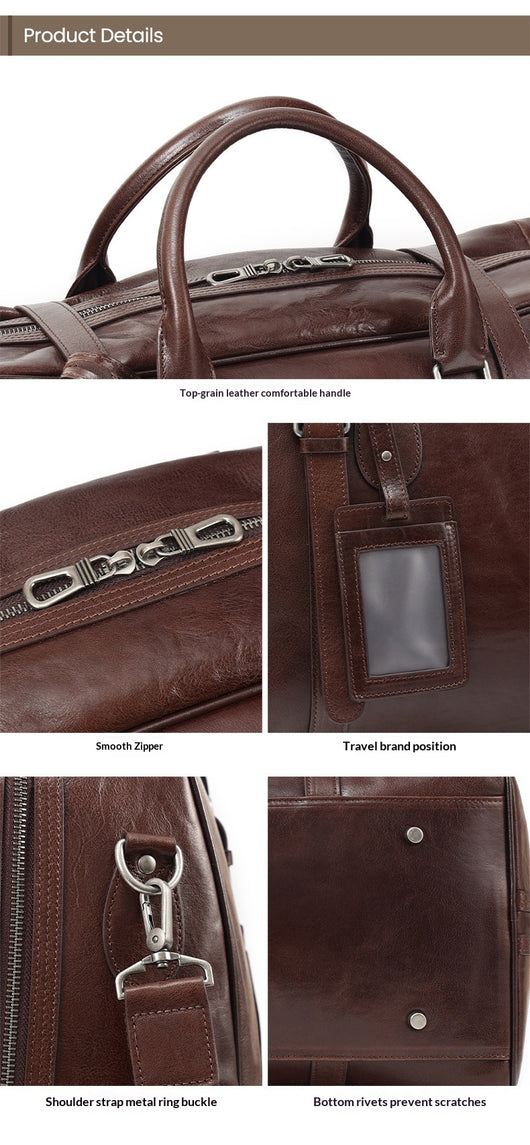 Bolsa de Viaje Ejecutiva de Cuero Estilo Retro - Gran Capacidad - Image 21