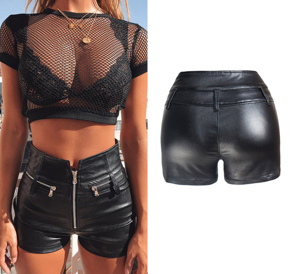 Pantalones de Cuero PU Levantacaderas para Motocicleta