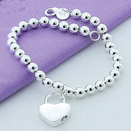 Pulsera de Plata 925 con Candado de Corazón - Image 4