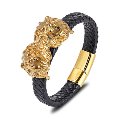 Pulsera de Cuero Negro con Acero Titanio - Joyería Masculina Elegante - Image 4