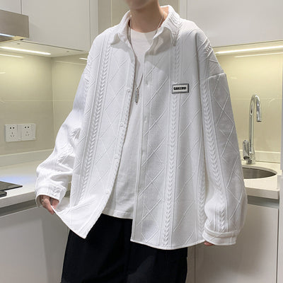 Camisa Manga Larga Hombre Tendencia Coreana Suelta - Image 4