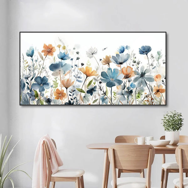 Cuadro de Flores Acuarela Pintado a Mano - Lienzo Decorativo para Sala y Comedor