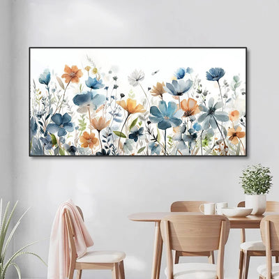Cuadro de Flores Acuarela Pintado a Mano - Lienzo Decorativo para Sala y Comedor