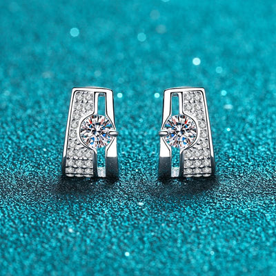 Aretes Rectangulares de Plata Esterlina con Moissanita - Image 8