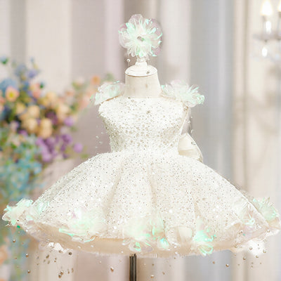 Vestido de Princesa con Lentejuelas y Perlas para Niña - Gala Elegante - Image 8
