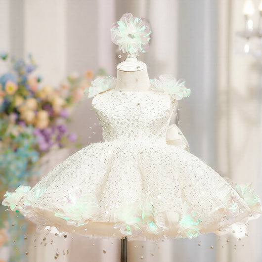 Vestido de Princesa con Lentejuelas y Perlas para Niña - Gala Elegante - Image 8