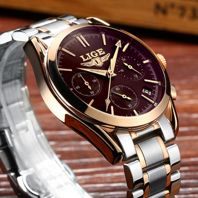 Reloj de Negocios Deportivo Acero Inoxidable Multifuncional con Calendario - Image 2