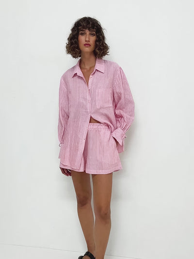 Camisa de Algodón Puro a Rayas - Estilo Casual Trendy - Image 9