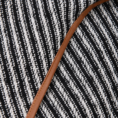 Abrigo de Lana Rayado con Cuello Maillard para Otoño e Invierno - Image 5