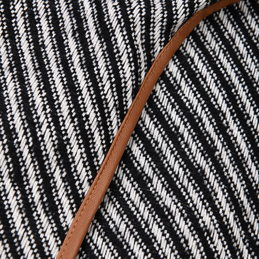 Abrigo de Lana Rayado con Cuello Maillard para Otoño e Invierno - Image 5