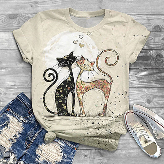 Playera Estampado Gato para Mujer - Manga Corta - Image 5