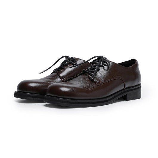 Zapatos Derby Cuero Artificial Efecto Vintage Punta Ancha - Image 3