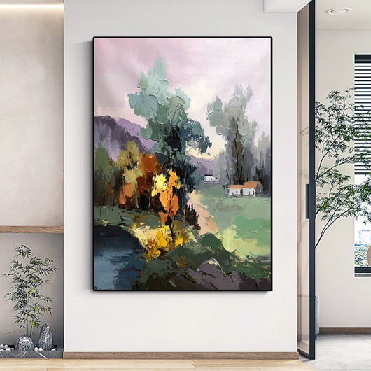 Cuadro Abstracto Paisaje Óleo sobre Lienzo - Decoración Moderna para Sala de Estar - Image 3