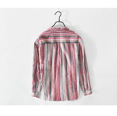 Camisa de Lino a Rayas para Hombre - Perfecta para Primavera y Verano - Image 16