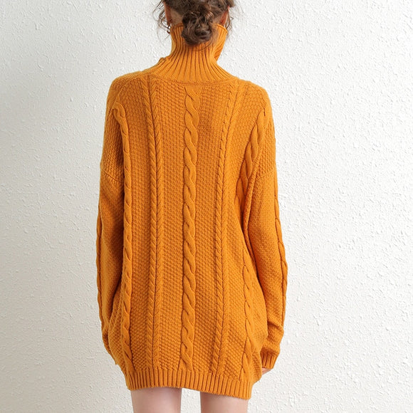 Vestido Suéter Cuello Alto Midi