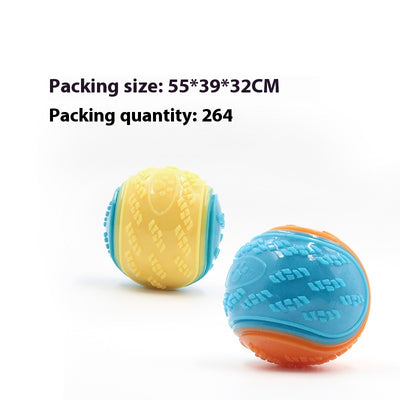 Orange and blue two-tone pet toy ball with textured surfaces for dog molar cleaning and training. - Image 3