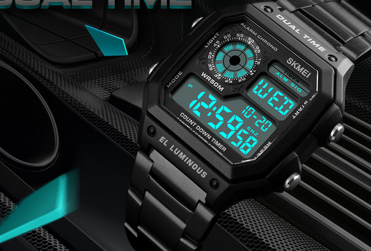 Reloj Deportivo Multifunción Acero Inoxidable Pantalla Dual Resistente al Agua - Image 2