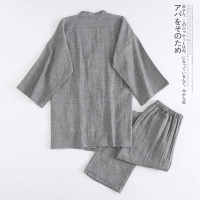 Pijama Kimono de Algodón Tejido Doble Gasa Lavado - Image 4