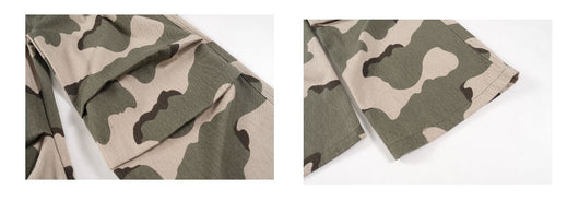 Pantalones Overol Camuflaje Plisados con Cordón - Corte Recto Ancho y Suelto - Image 10